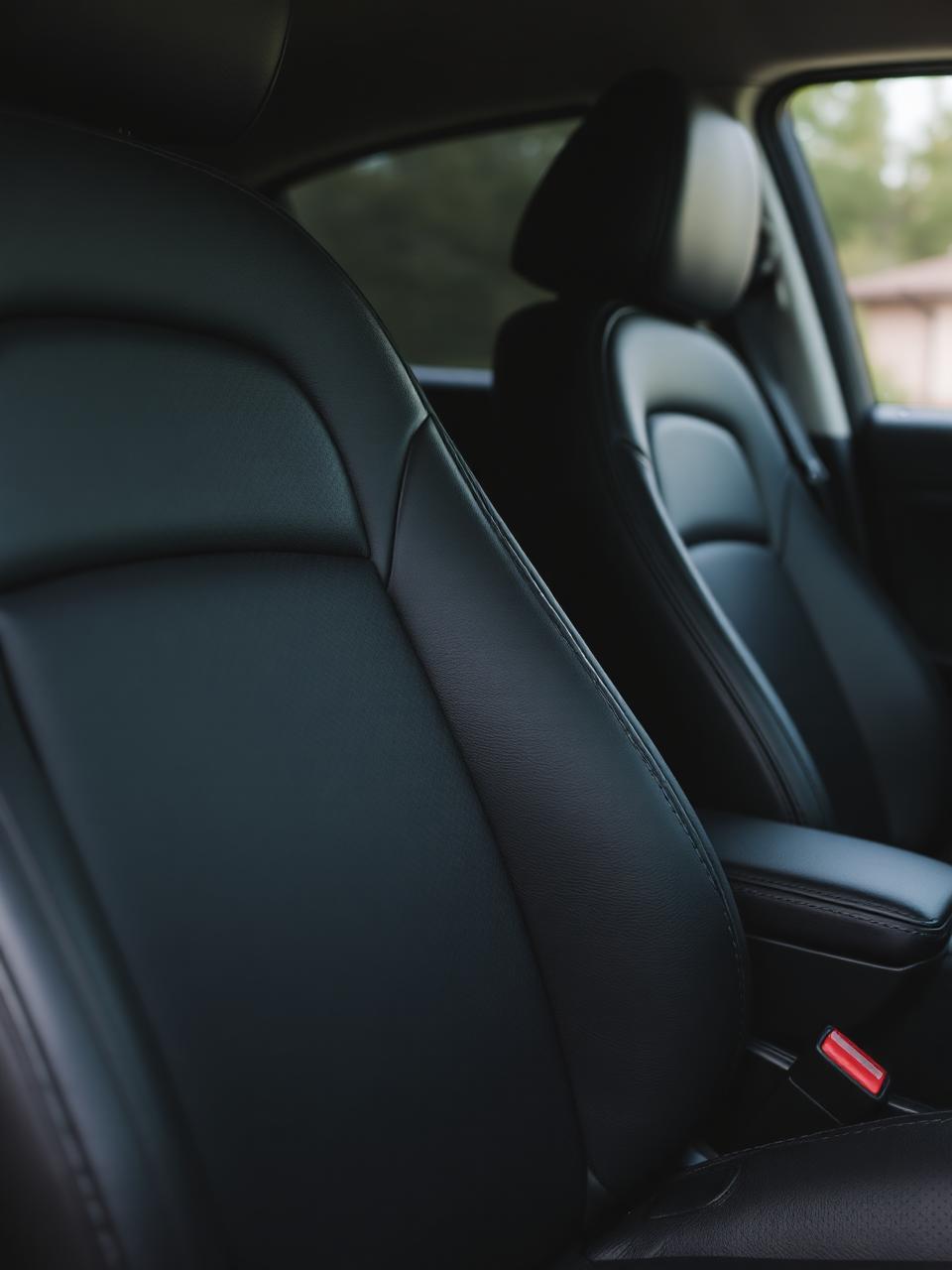 Clean, conditioned black leather car seats
